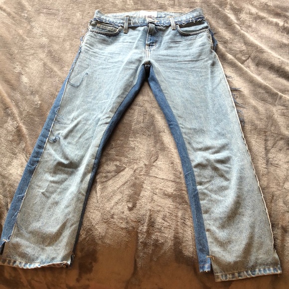 Current/Elliott Denim - light wash front side dark wash backside jeans